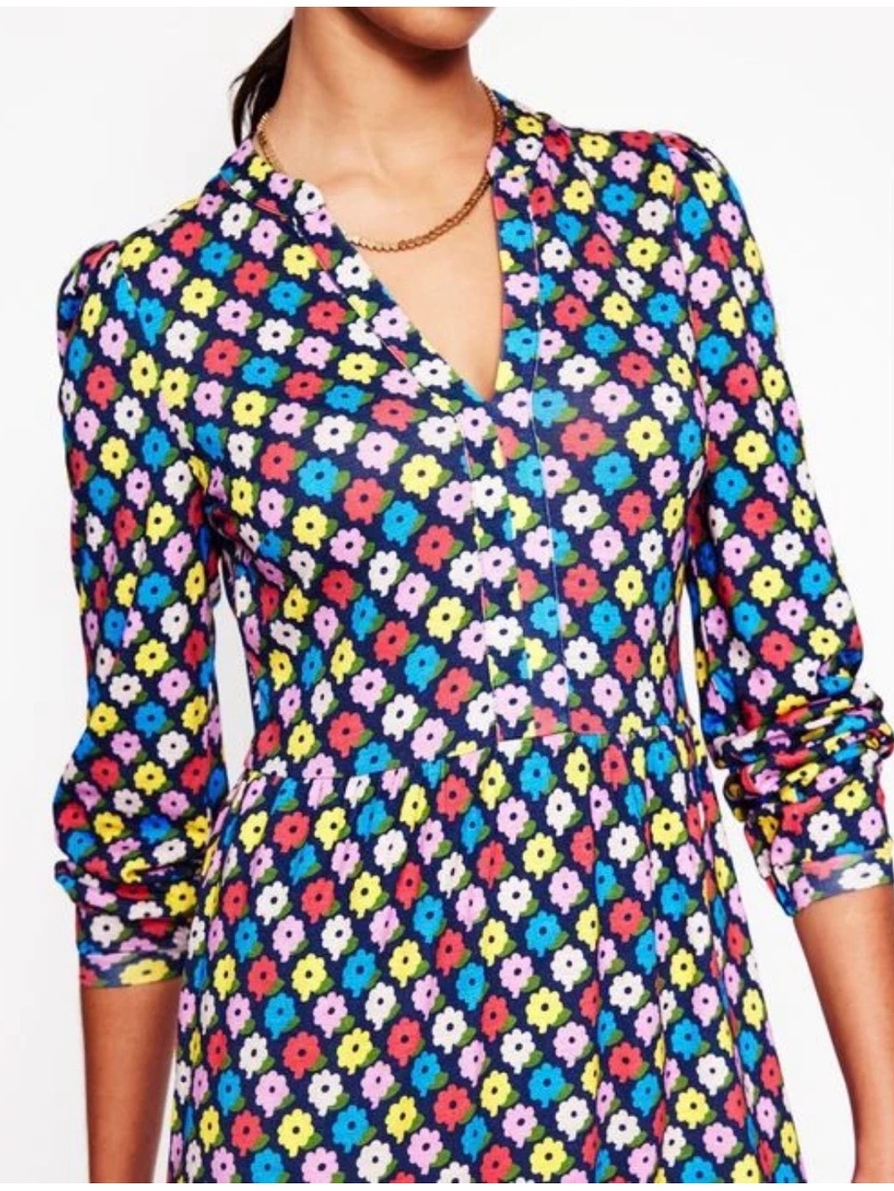 Boden Naomi Relaxed Jersey Dress Multi Pop Daisy Floral Pockets Career Sz 6 - Picture 15 of 15